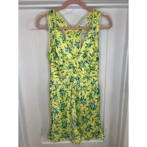 ASOS DESIGN Yellow Floral‎ Racerback Mini Dress Lace Trim 2 Romantic Cottagecore